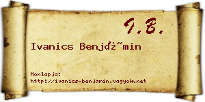Ivanics Benjámin névjegykártya